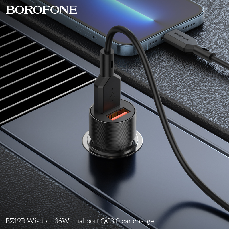 BOROFONE BZ19B Wisdom dual USB-A car charger 36 W NZ 8